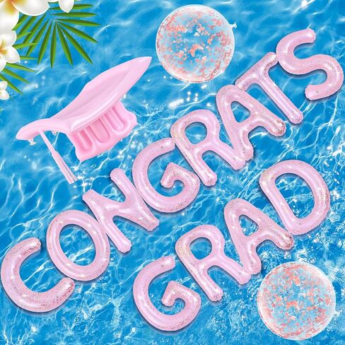 Sumind 15 Pcs Graduation Pool Party Graduation Pool Floats 2024 Blue Congrats Grad Graduation Hat Pool Float 20 Inch Inflatable Pool Balloons Decorations for Graduation Pool Party with Adhesive Dots in Saudi Arabia