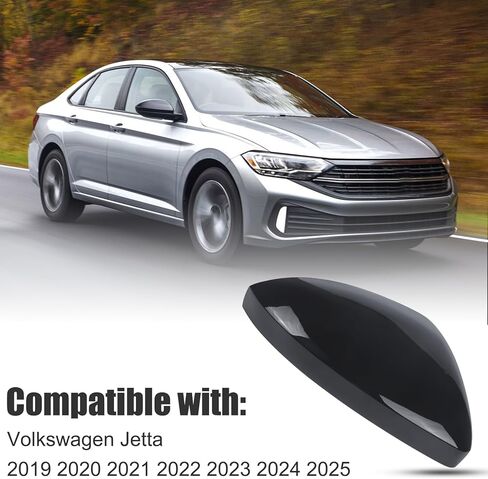 DERI Passenger Side Mirror Cap Compatible with Volkswagen Jetta 2019 2020 2021 2022 2023 2024 2025, Right Side Mirror Cover fit for VW Jetta US Version Without Turn Signals, Glossy Black in Saudi Arabia