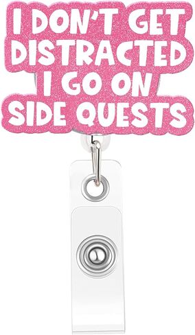 Funny Nurse Badge Reel, Side Quests Retractable Badge Holder with Clip, Cute Gifts for Nursing Student RN LPN CNA MA Medical Worker Teacher Doctor in Saudi Arabia