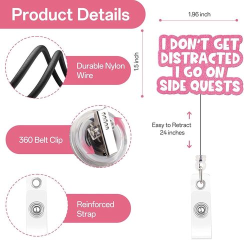 Funny Nurse Badge Reel, Side Quests Retractable Badge Holder with Clip, Cute Gifts for Nursing Student RN LPN CNA MA Medical Worker Teacher Doctor in Saudi Arabia