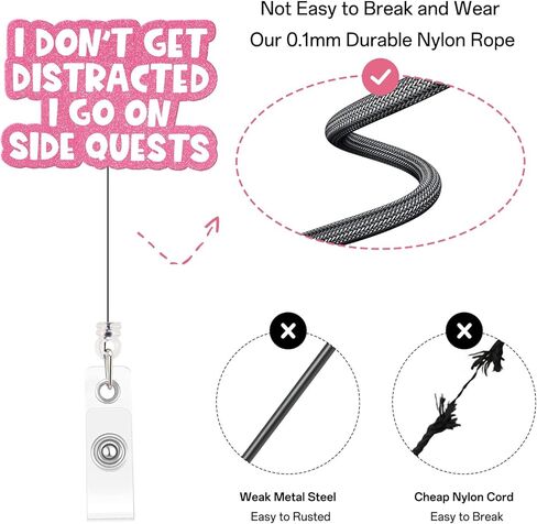 Funny Nurse Badge Reel, Side Quests Retractable Badge Holder with Clip, Cute Gifts for Nursing Student RN LPN CNA MA Medical Worker Teacher Doctor in Saudi Arabia