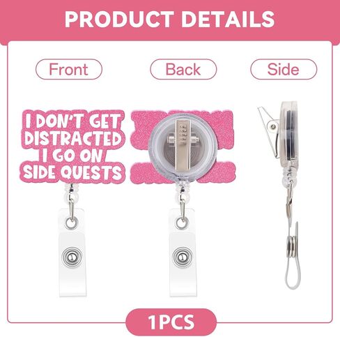 Funny Nurse Badge Reel, Side Quests Retractable Badge Holder with Clip, Cute Gifts for Nursing Student RN LPN CNA MA Medical Worker Teacher Doctor in Saudi Arabia