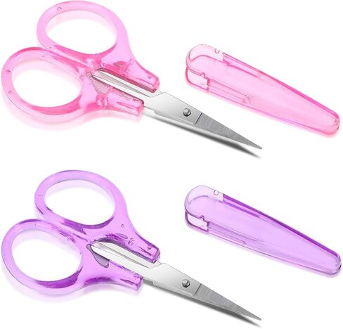 Small Sewing Scissors, Travel Scissors TSA Approved with Cover 3.5" Stainless Steel for Carry-on, Safe & Compact for Knitting, Crafting (Purple, Pink) in Saudi Arabia