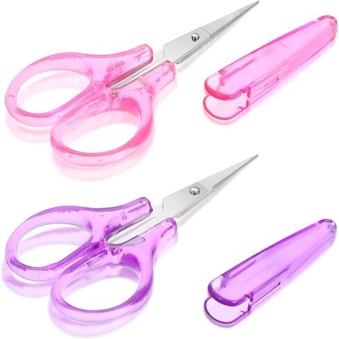 Small Sewing Scissors, Travel Scissors TSA Approved with Cover 3.5" Stainless Steel for Carry-on, Safe & Compact for Knitting, Crafting (Purple, Pink) in Saudi Arabia