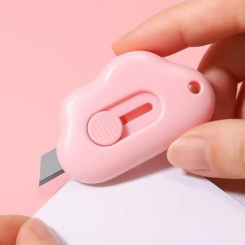 4pcs Cloud Shaped Letter Opener, Cute Cloud & Flower Mini Utility Box Cutter with Retractable Blade and Keychain Hole, Portable Envelope Slitter for Home Office School Package Carton Cutting in Saudi Arabia