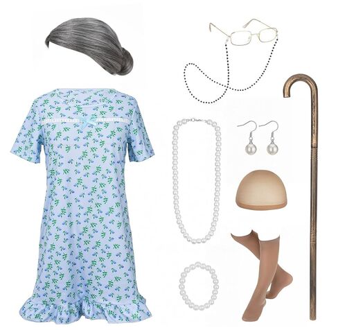 100 يوم من الزي المدرسي للسيدة العجوز، زي الهالوين، ملحقات شعر الجدة in Saudi Arabia