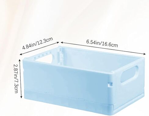 1 Pack Blue Mini Plastic Folding Storage Crate - 6.53x4.84x2.87-inch Square Storage Basket for Desktop, Drawer, Bathroom, Bedroom, Office & Classroom Organization (Decorative Organizer) in Saudi Arabia