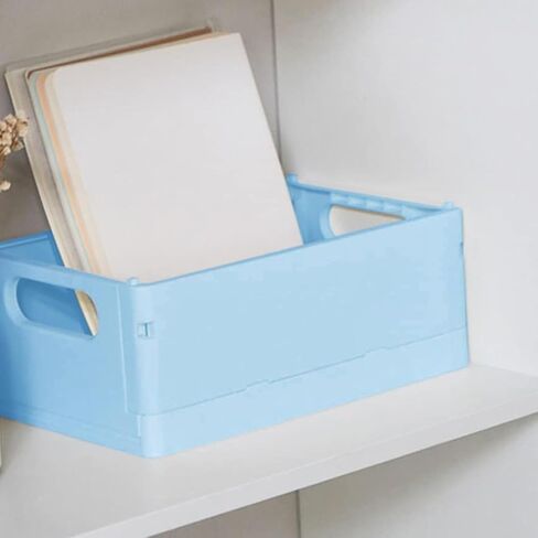 1 Pack Blue Mini Plastic Folding Storage Crate - 6.53x4.84x2.87-inch Square Storage Basket for Desktop, Drawer, Bathroom, Bedroom, Office & Classroom Organization (Decorative Organizer) in Saudi Arabia