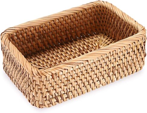 BTSKY Remote Control Basket 7.9" x 5.1", Decorative Small Basket Handwoven Rattan Storage for Jewelry, Cosmetics, Wicker Organizer Rattan Holder for Living Room Coffee Table Entryway Bedroom Vanity in Saudi Arabia