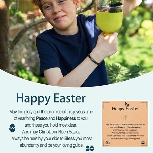 Easter Basket Stuffers Confirmation First Communion Baptism Gifts for Boys, Cross Bracelet for Son GrandSon Nephew Brother Christian Religious Jewelry Gifts in Saudi Arabia