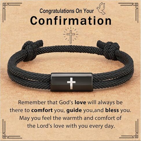 Easter Basket Stuffers Confirmation First Communion Baptism Gifts for Boys, Cross Bracelet for Son GrandSon Nephew Brother Christian Religious Jewelry Gifts in Saudi Arabia
