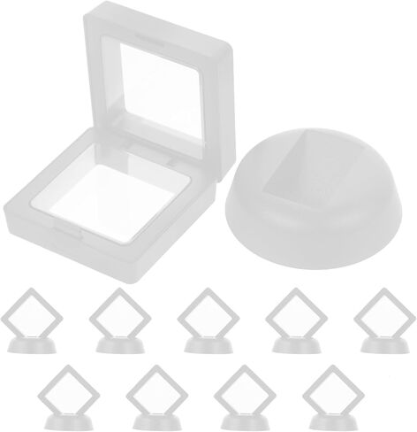 Cabilock Floating Jewelry Display Box Set 20pcs Small 3d Floating Case with Bases 5x5cm White Mini Organizer for Rings Necklaces Storage and Home Decor in Saudi Arabia