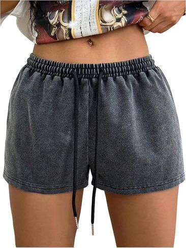 Milumia Women's Drawstring Low Waist Mini Shorts Y2k Straight Leg Casual Shorts Streetwear in Saudi Arabia
