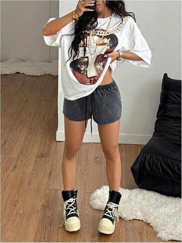 Milumia Women's Drawstring Low Waist Mini Shorts Y2k Straight Leg Casual Shorts Streetwear in Saudi Arabia