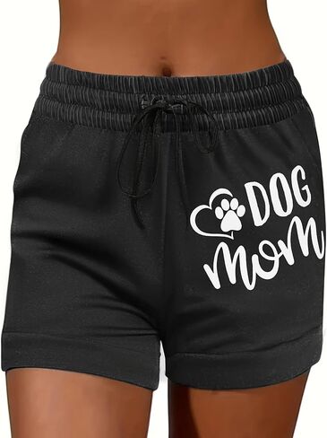 Womens Elastic High Waist Drawstring Graphic Print Plus Size Slim Fit Summer Casual Workout Shorts in Saudi Arabia