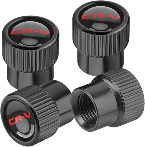 Car Tire Valve Stem Caps for Honda CR-V, 4Pcs Aluminum Alloy Air Valve Caps, Light Weight, Leak Proof, Dust Proof, Corrosion and Wear Resistance (Black) in Kuwait
