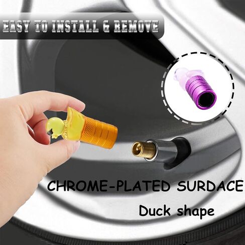 Cute Duck Valve Stem Caps, Tire Valve Caps, Glow in The Dark Hot Rubber Cover (5 Pack) Universal for Car Truck SUV Motorcycle Bicycle Replacement with O Ring Dust-Proof Car Accessories (Purple) in Saudi Arabia