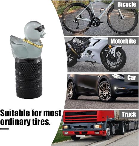 Cute Duck Valve Stem Caps, Tire Valve Caps, Glow in The Dark Hot Rubber Cover (5 Pack) Universal for Car Truck SUV Motorcycle Bicycle Replacement with O Ring Dust-Proof Car Accessories (Purple) in Saudi Arabia