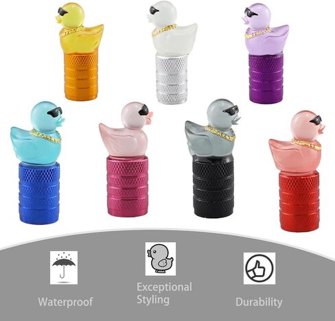 Cute Duck Valve Stem Caps, Tire Valve Caps, Glow in The Dark Hot Rubber Cover (5 Pack) Universal for Car Truck SUV Motorcycle Bicycle Replacement with O Ring Dust-Proof Car Accessories (Purple) in Saudi Arabia