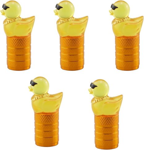 Cute Duck Valve Stem Caps, Tire Valve Caps, Glow in The Dark Hot Rubber Cover (5 Pack) Universal for Car Truck SUV Motorcycle Bicycle Replacement with O Ring Dust-Proof Car Accessories (Purple) in Saudi Arabia