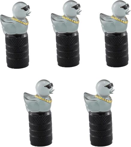 Cute Duck Valve Stem Caps, Tire Valve Caps, Glow in The Dark Hot Rubber Cover (5 Pack) Universal for Car Truck SUV Motorcycle Bicycle Replacement with O Ring Dust-Proof Car Accessories (Purple) in Saudi Arabia