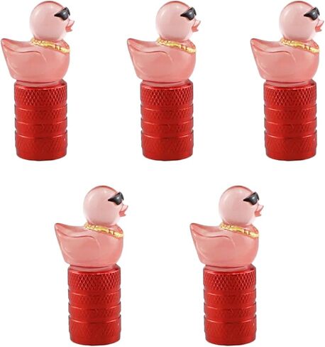 Cute Duck Valve Stem Caps, Tire Valve Caps, Glow in The Dark Hot Rubber Cover (5 Pack) Universal for Car Truck SUV Motorcycle Bicycle Replacement with O Ring Dust-Proof Car Accessories (Purple) in Saudi Arabia
