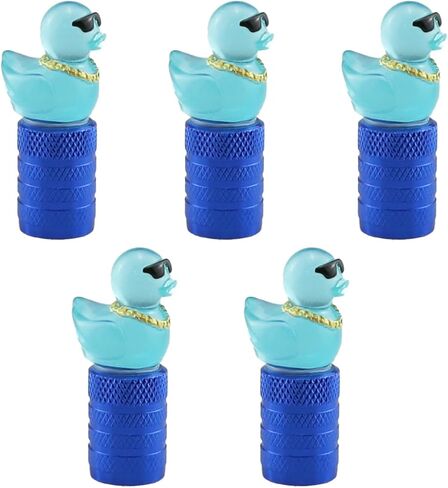 Cute Duck Valve Stem Caps, Tire Valve Caps, Glow in The Dark Hot Rubber Cover (5 Pack) Universal for Car Truck SUV Motorcycle Bicycle Replacement with O Ring Dust-Proof Car Accessories (Purple) in Saudi Arabia