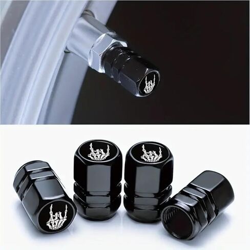 4 Pcs Car Tire Valve Stem Caps, Aluminum Alloy Universal Dust Covers Tire Air Cap for Car, SUV, Bike, Motorcycle in Saudi Arabia
