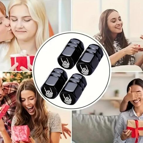 4 Pcs Car Tire Valve Stem Caps, Aluminum Alloy Universal Dust Covers Tire Air Cap for Car, SUV, Bike, Motorcycle in Saudi Arabia