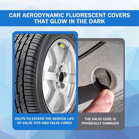 12PCS Luminous Tire Valve Stem Caps for Car, Fluorescent Glow in The Dark Air Caps Cover, Illuminated Corrosion Resistant Tire Pressure Caps, Universal Car Accessories for Most Vehicles (Yellow) in Saudi Arabia