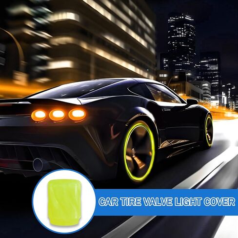 12PCS Luminous Tire Valve Stem Caps for Car, Fluorescent Glow in The Dark Air Caps Cover, Illuminated Corrosion Resistant Tire Pressure Caps, Universal Car Accessories for Most Vehicles (Yellow) in Saudi Arabia