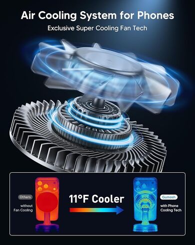 Qi2.2 25W MagSafe Car Mount Charger，[Phone Cooling Fan＆RGB Light] Wireless Car Charger with 78+LBS Vacuum Suction,360°Rotatable Magnetic Car Phone Holder with 63w Adaper for iPhone 17-12 Series in Kuwait