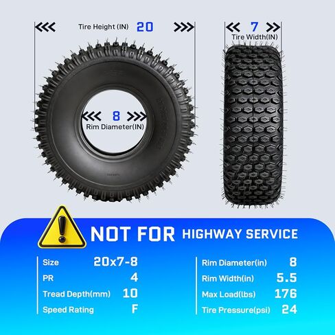 TRIBLE SIX Set of 2 20x7-8 ATV/UTV Tires,20x7x8 All-Terrain Mud & Trail Tires,4-Ply Rated,Tubeless in Saudi Arabia