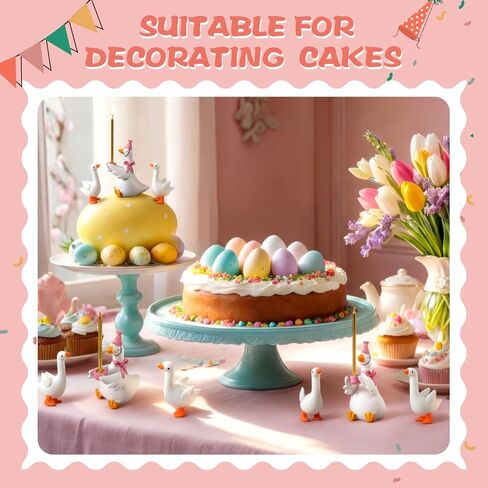 Goose Cake Candle Holders with Birthday Candle and 2 Mini Silly Goose Figurines Birthday Party Supplies Cute Rubber Figurines Cake Topper Stand Candlestick for Party Celebration(Pink) in Saudi Arabia