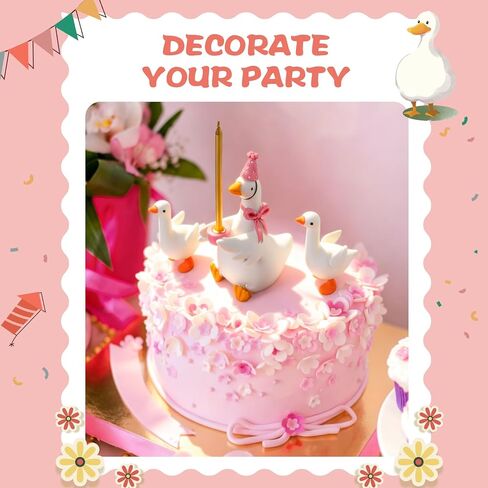 Goose Cake Candle Holders with Birthday Candle and 2 Mini Silly Goose Figurines Birthday Party Supplies Cute Rubber Figurines Cake Topper Stand Candlestick for Party Celebration(Pink) in Saudi Arabia