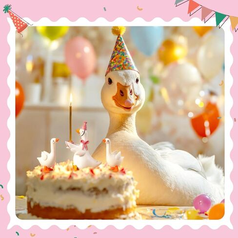 Goose Cake Candle Holders with Birthday Candle and 2 Mini Silly Goose Figurines Birthday Party Supplies Cute Rubber Figurines Cake Topper Stand Candlestick for Party Celebration(Pink) in Saudi Arabia