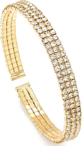 Rhinestone Tennis Cuff Bracelet for Women Crystal Bridal Bangle for Prom Wedding Party Dating in Saudi Arabia