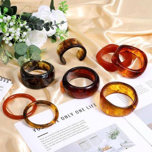 8 Pcs Acrylic Resin Chunky Bangles Bracelets for Women Punk Bangle Geometric Chunky Bracelets Thick Acetate Statement Christmas Jewelry Gifts Set in Saudi Arabia