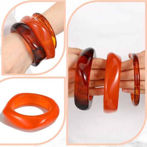 8 Pcs Acrylic Resin Chunky Bangles Bracelets for Women Punk Bangle Geometric Chunky Bracelets Thick Acetate Statement Christmas Jewelry Gifts Set in Saudi Arabia