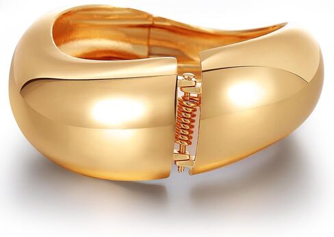 KISS WIFE Chunky Gold Bangle Bracelets for Women, Dainty 14k Gold Plated Big Bangles, Trendy Cuff Bracelet Fashion Jewelry Gifts in Saudi Arabia