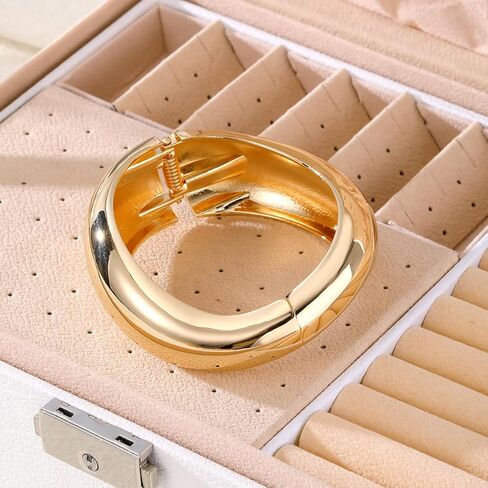 KISS WIFE Chunky Gold Bangle Bracelets for Women, Dainty 14k Gold Plated Big Bangles, Trendy Cuff Bracelet Fashion Jewelry Gifts in Saudi Arabia