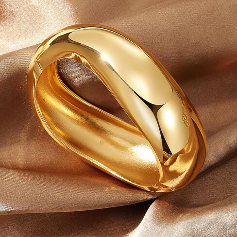 KISS WIFE Chunky Gold Bangle Bracelets for Women, Dainty 14k Gold Plated Big Bangles, Trendy Cuff Bracelet Fashion Jewelry Gifts in Saudi Arabia