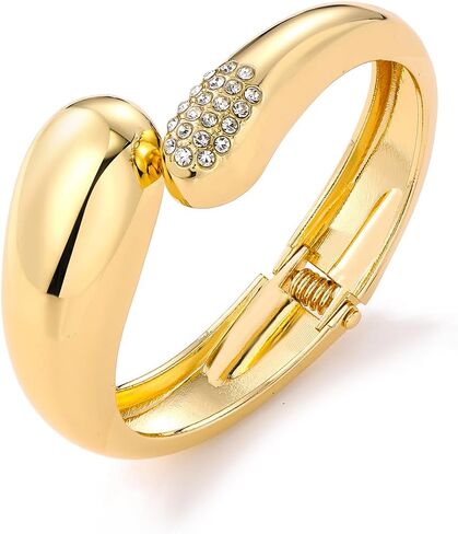 KISS WIFE Chunky Gold Bangle Bracelets for Women, Dainty 14k Gold Plated Big Bangles, Trendy Cuff Bracelet Fashion Jewelry Gifts in Saudi Arabia