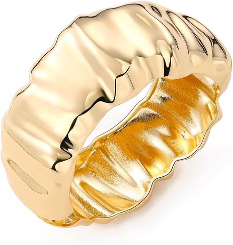 KISS WIFE Chunky Gold Bangle Bracelets for Women, Dainty 14k Gold Plated Big Bangles, Trendy Cuff Bracelet Fashion Jewelry Gifts in Saudi Arabia