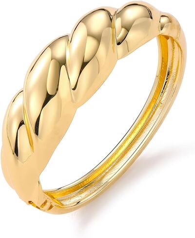 KISS WIFE Chunky Gold Bangle Bracelets for Women, Dainty 14k Gold Plated Big Bangles, Trendy Cuff Bracelet Fashion Jewelry Gifts in Saudi Arabia