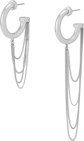 AllSaints womens Bolt Swag Chain Huggie Asymmetrical Earrings in Saudi Arabia