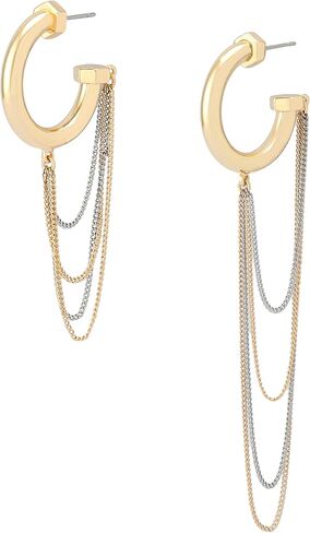 AllSaints womens Bolt Swag Chain Huggie Asymmetrical Earrings in Saudi Arabia