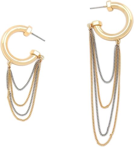 AllSaints womens Bolt Swag Chain Huggie Asymmetrical Earrings in Saudi Arabia