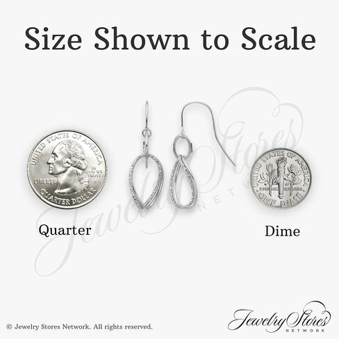 10k White Gold Twisted Teardrop Dangle Earrings with Shepherd Hook, Polished Textured Jewelry for Women in Saudi Arabia