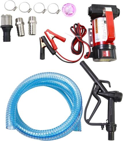 مضخة نقل وقود الديزل 12 فولت 13GPM، خرطوم شفط 6.5 قدم وخرطوم تفريغ 13 قدم للديزل/الكيروسين، مع فوهة وتركيبات in Kuwait